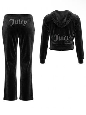 *RESERVED* JUICY COUTURE BLACK LIQUORICE RHINESTONE VELOUR TRACKSUIT  NWT